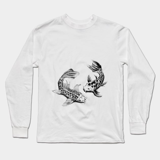 Koi fish print Long Sleeve T-Shirt by rachelsfinelines